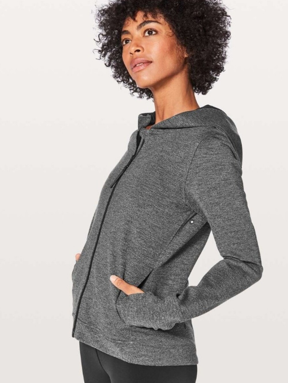 Lululemon City Trek Jacket in heathered gray Hooded W Zipper In Front & Back 8